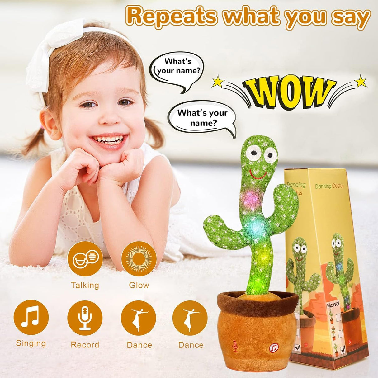 Muñecos Cactus Bailarín para Niños, Juguete Musical Educativo,Modelo C1