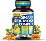 Sea Moss con Bladderwrack, Burdock y Ashwagandha, 150 cápsulas