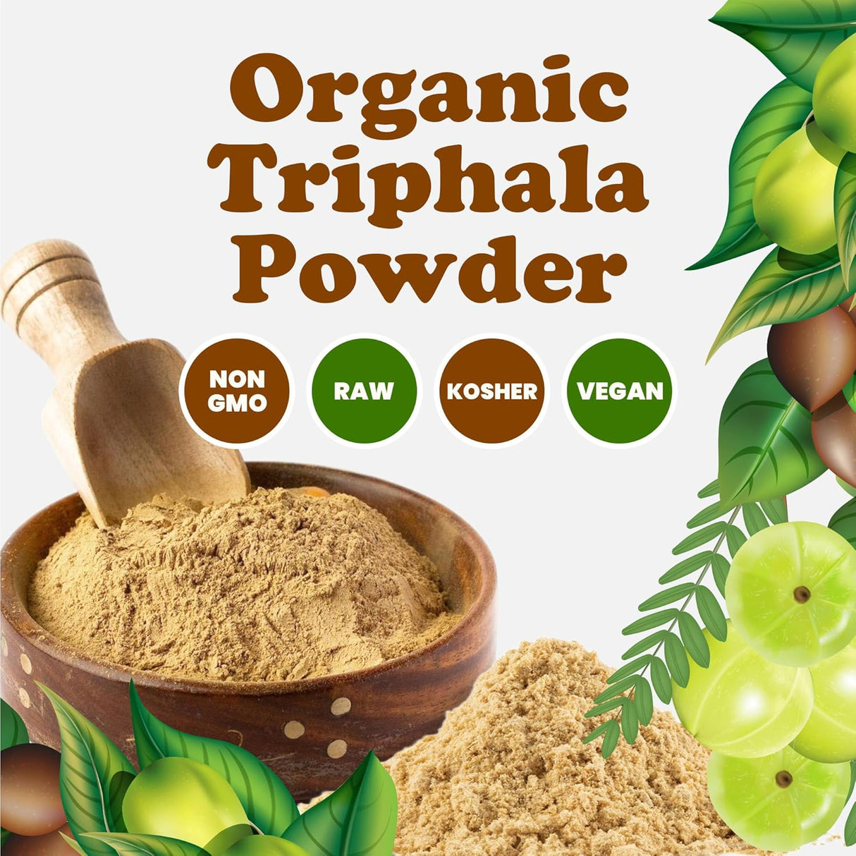 Polvo de Triphala Orgánico Food to Live, Detox Natural, 8 oz