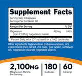 Nutricost Magnesio Malato 2100mg 180 Cápsulas Vegetarianas