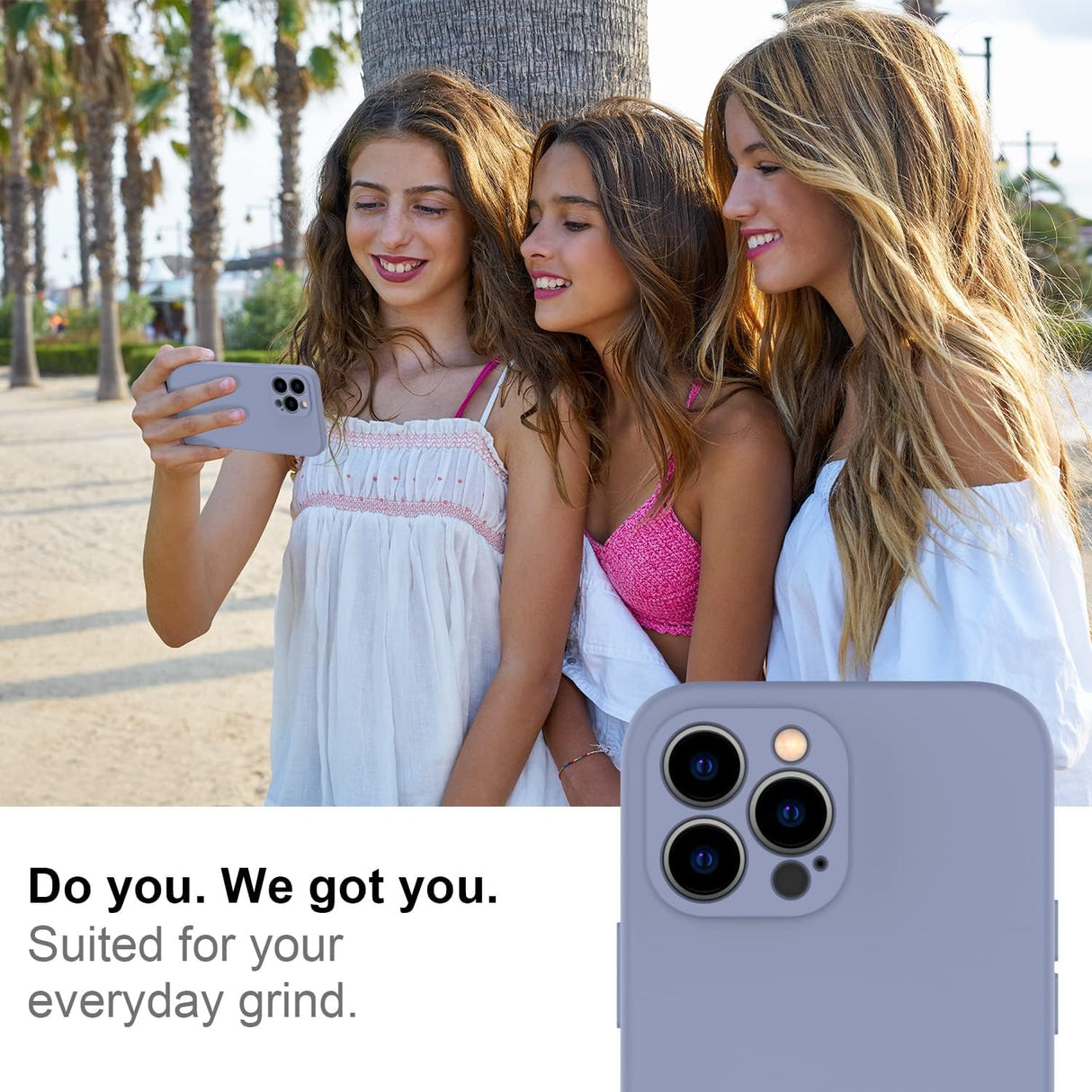 DEENAKIN Funda para iPhone 13 Pro Max con protector de pantalla, cubierta de goma de gel de silicona líquida suave y duradera para iPhone 13 Pro Max de 6.7 pulgadas, color gris ceniza