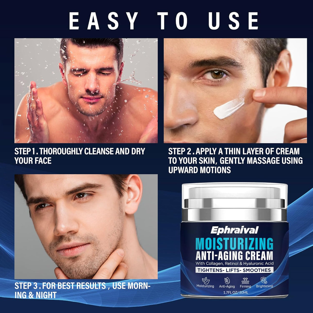 Crema hidratante facial Ephraival para hombre día y noche