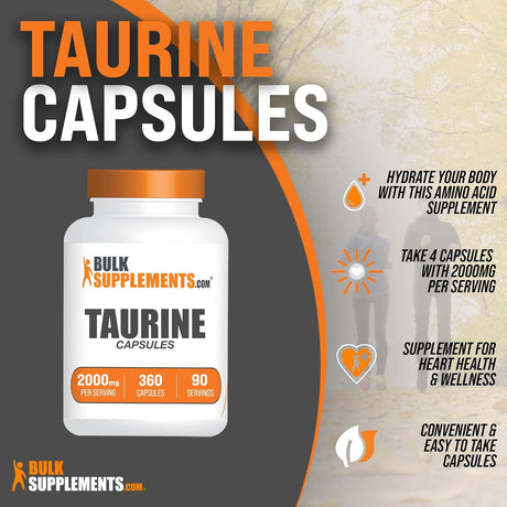 Suplementos Cápsulas de taurina 400 cápsulas de gelatina