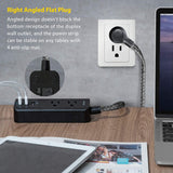 Caja de enchufes de viaje con 3 puertos USB de carga (3,1 A, 15 W) y 2 tomacorrientes, estación de carga de escritorio con cable de extensión trenzado de 5 pies, enchufe plano, portátil para hotel, crucero, hogar y oficina