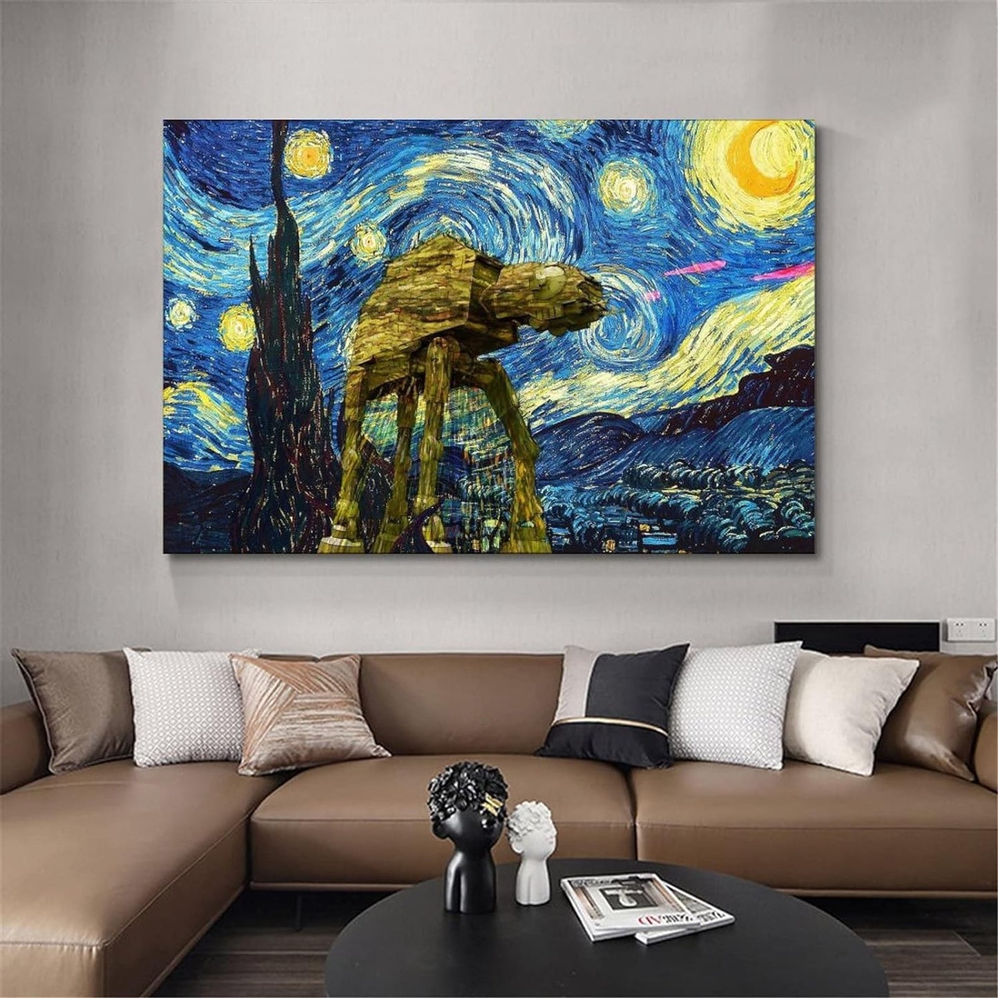 Póster artístico Starry Night at-at en lienzo, decoración moderna