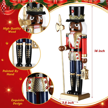 Figuras de Navidad Nutcracker de Wettarn, 14 pulgadas, madera