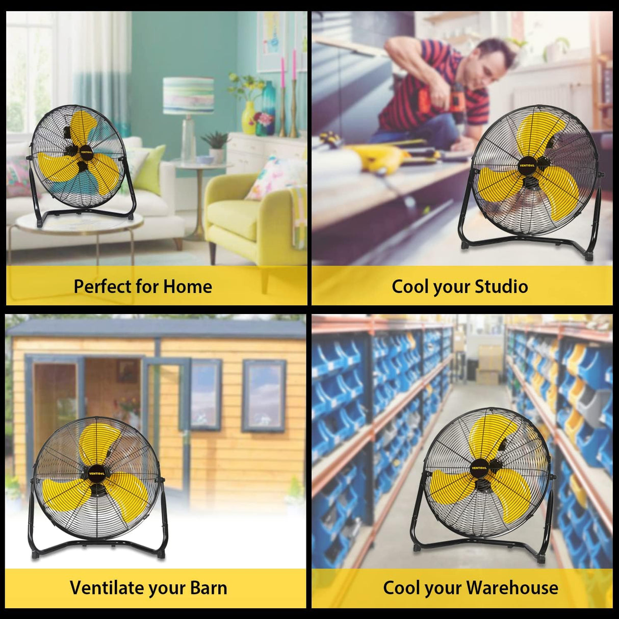 Ventilador de Piso VENTISOL 18 3 Velocidades 4012CFM 360°
