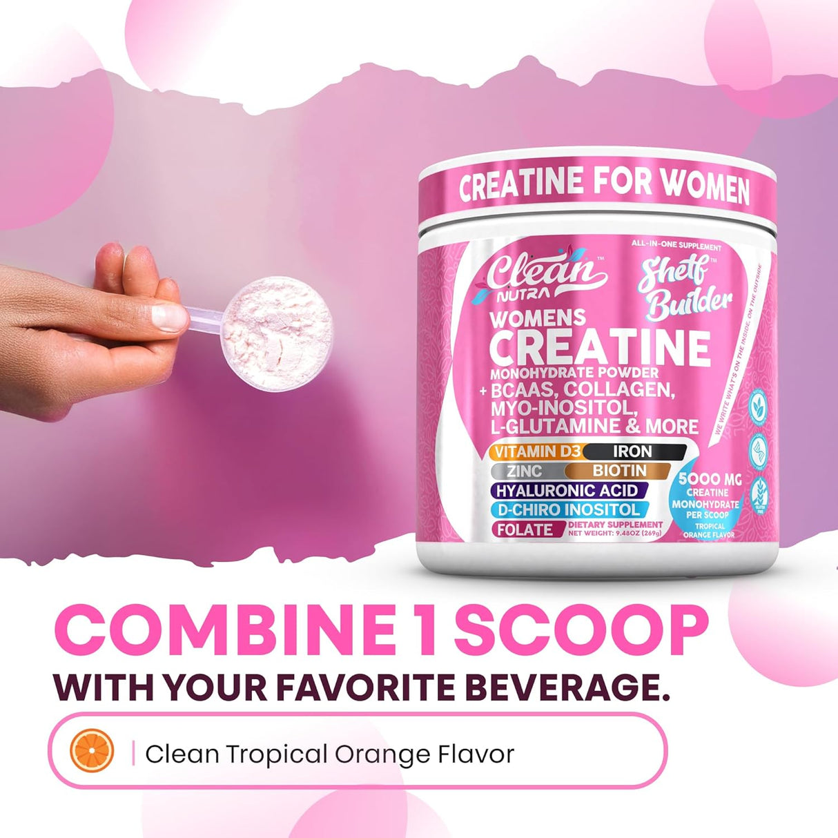 Creatina mujer + BCAA, Nutra, Hidratación y Energía, Shelf