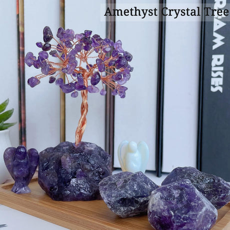 DUQGUHO Árbol de cristal de amatista con piedra preciosa