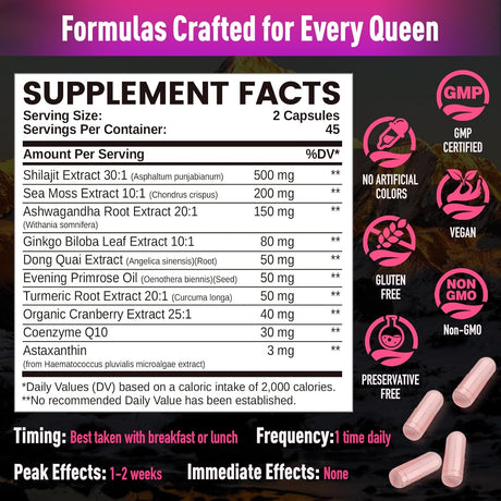 Shilajit para Mujeres Cápsulas, Himalaya 15000MG, 90u