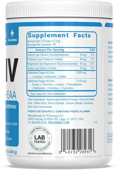 Amino IV BCAA & EAA PEScience, Hidratación y Recuperación, 60 Scoop