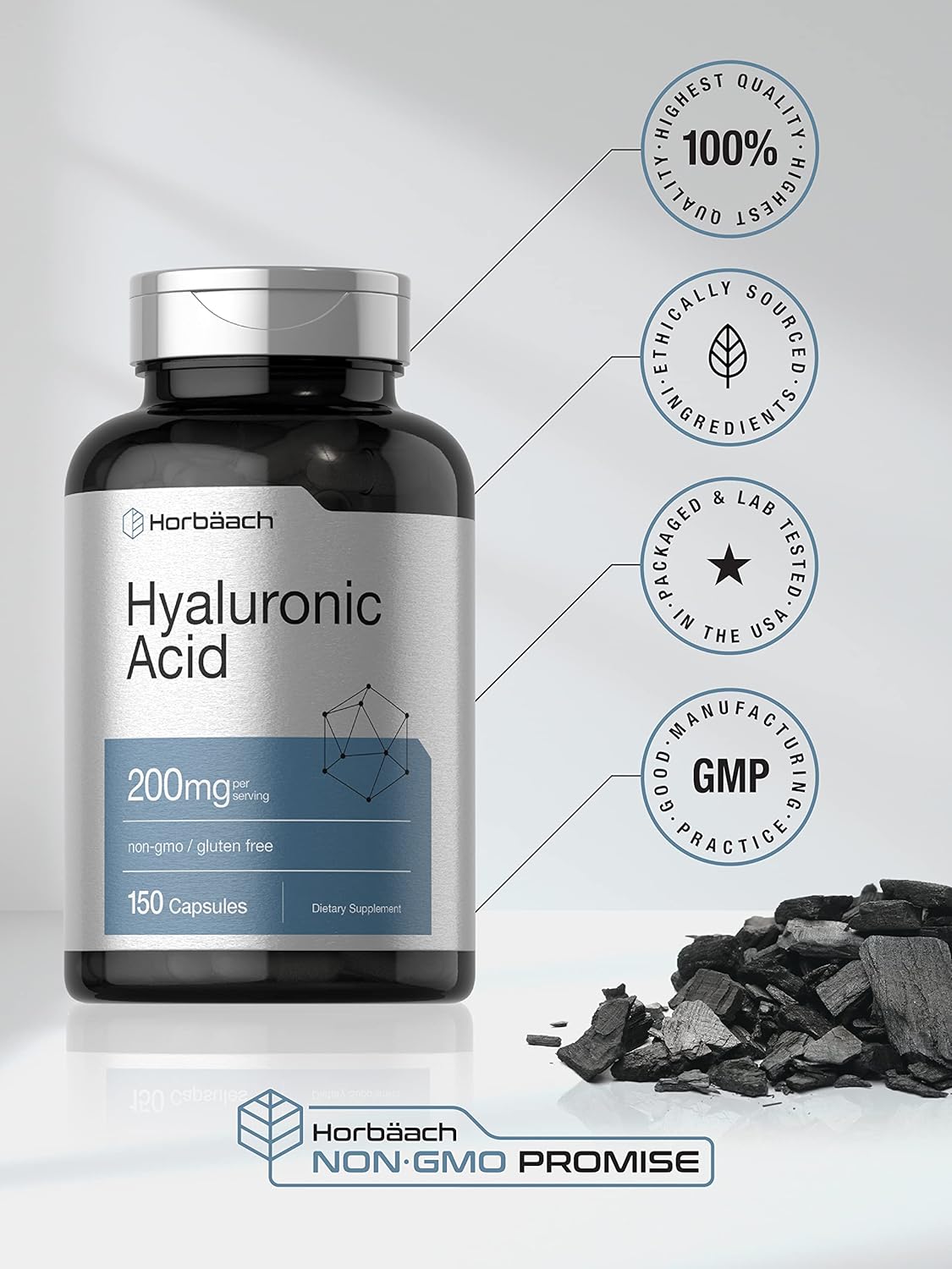 Suplemento de ácido hialurónico 200 mg Horbaach