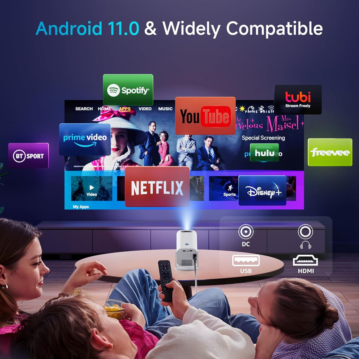 Proyector Mini WiFi Bluetooth, 1080P, Android TV 11.0, 150
