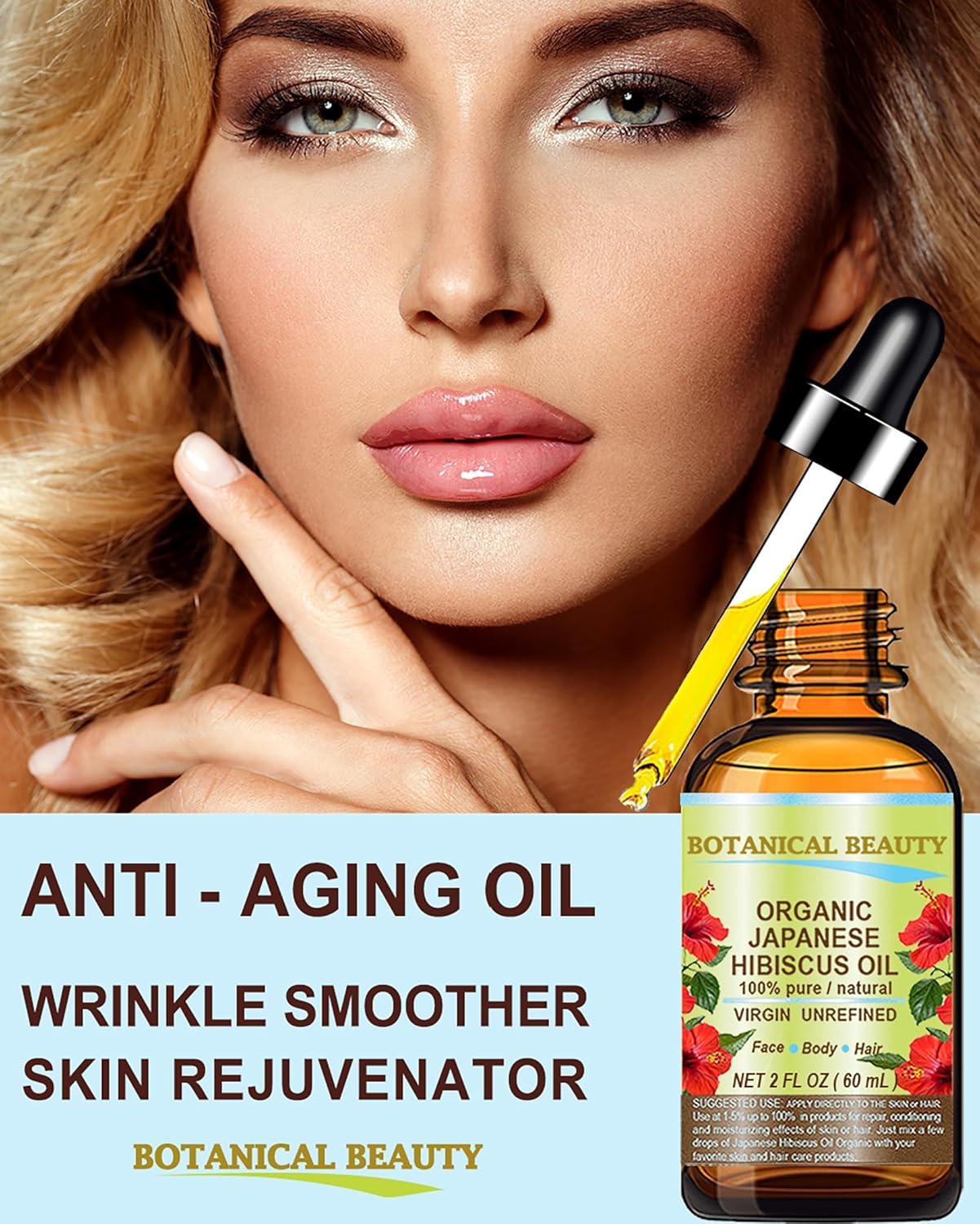 Aceite de Hibisco Orgánico Virgen para Rostro, Piel y Cabello