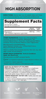 Suplemento de Magnesio Qunol 300mg, 90 Tabletas Cheladas