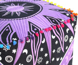 CRAFT KALA Funda de cojín cuadrada de mandala para suelo, funda de cojín para asiento, hippie, decorativo, bohemio, otomano, pufs otomanos, almohada de algodón, decoración del hogar, 18 x 18 x 14 pulgadas, sol ardiente morado