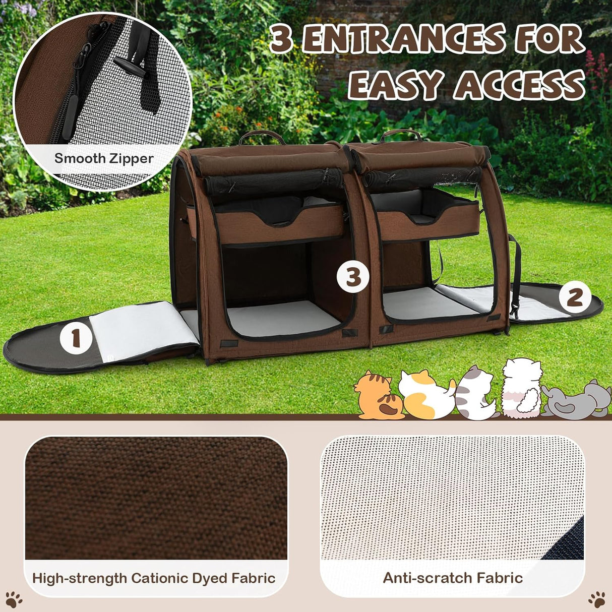 Transportín para gatos PETSITE, 40 pulgadas, doble compartimento