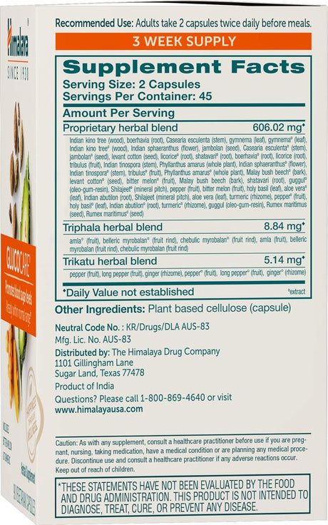 Cápsulas para la glucosa en sangre normal, 620 mg