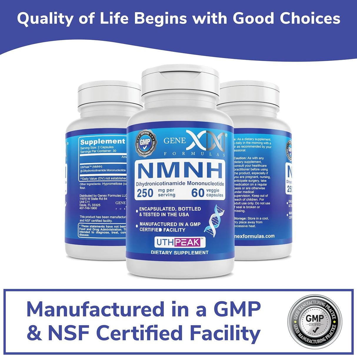 Suplementos GENEX 250mg NMNH Precursor NAD+ para envejecimi
