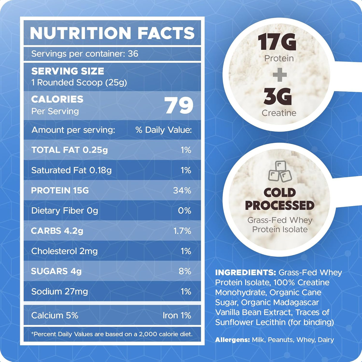 B.rad Proteína de Suero de Leche con Creatina, Natural, 2lb