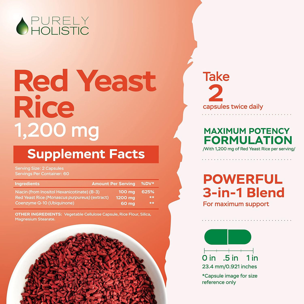 Suplemento Arroz de levadura roja   con CoQ10 y Niacina 120u
