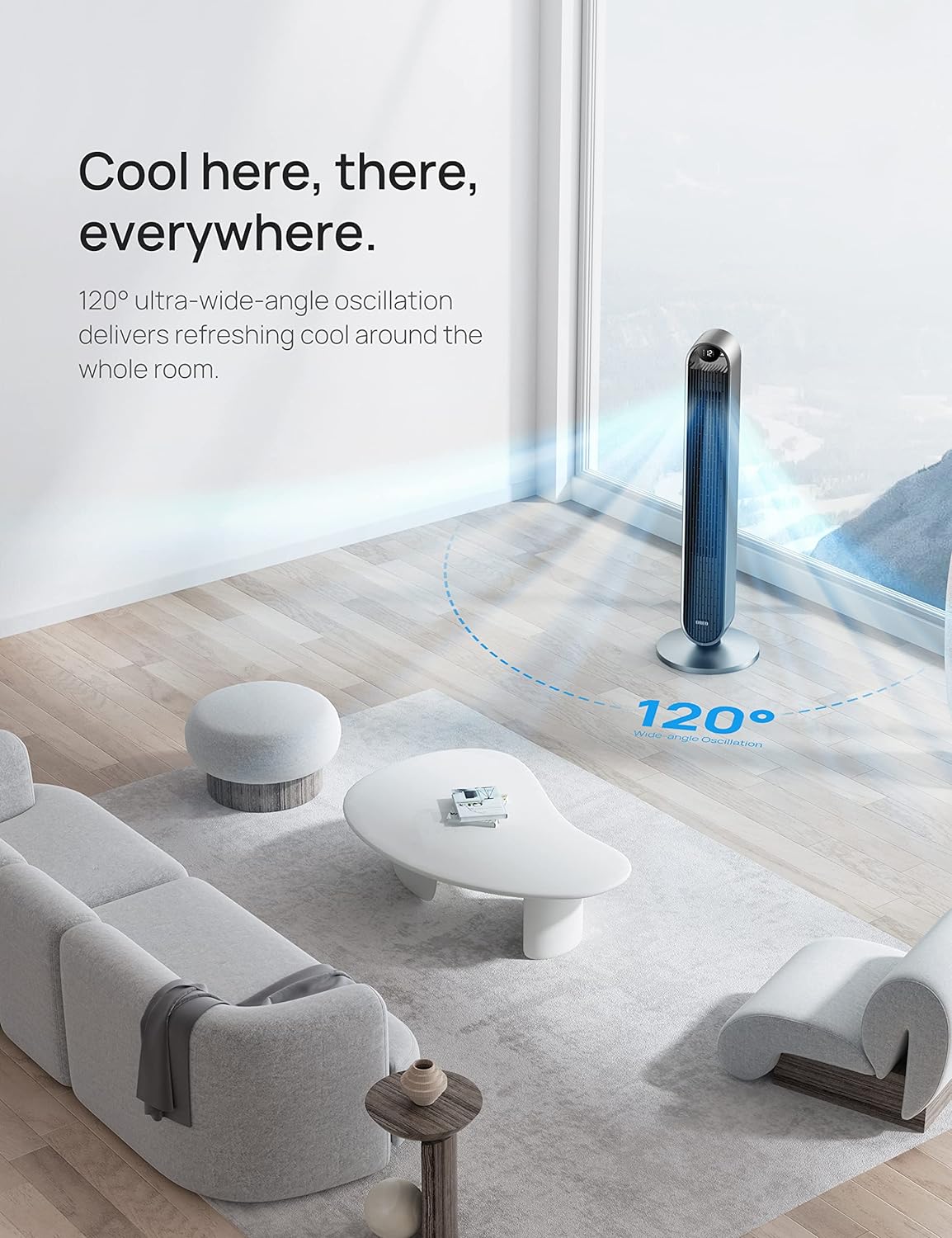 Ventilador Dreo Torre 42, 120° Oscilante, 12 Velocidades, Pilot Max S