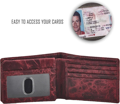 Billetera Cochoa para Hombre RFID, Cuero Real, Bifold con 2 ID