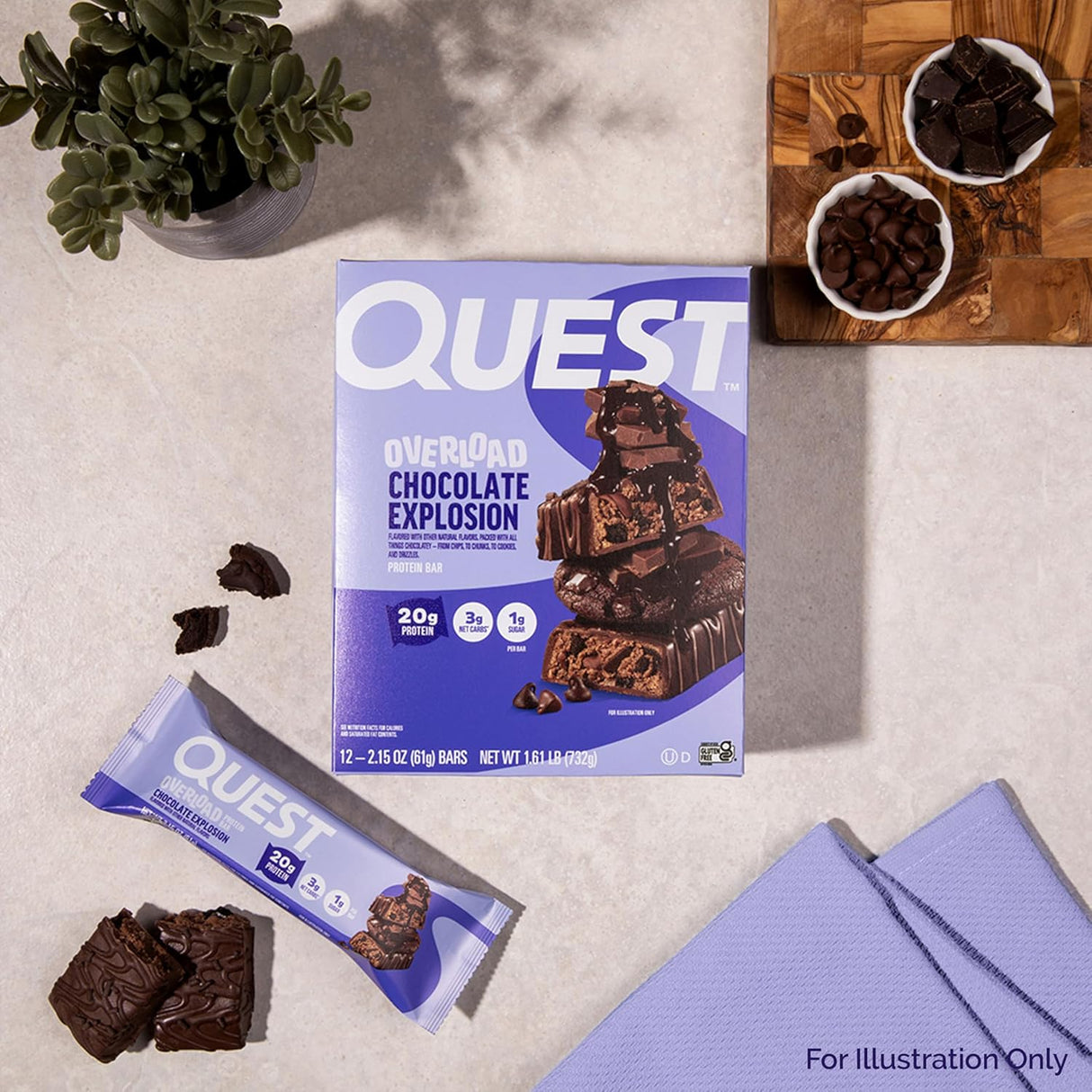 Barra proteica Quest Nutrition Overload, 20g proteína, 1g azúcar, 12 unidades