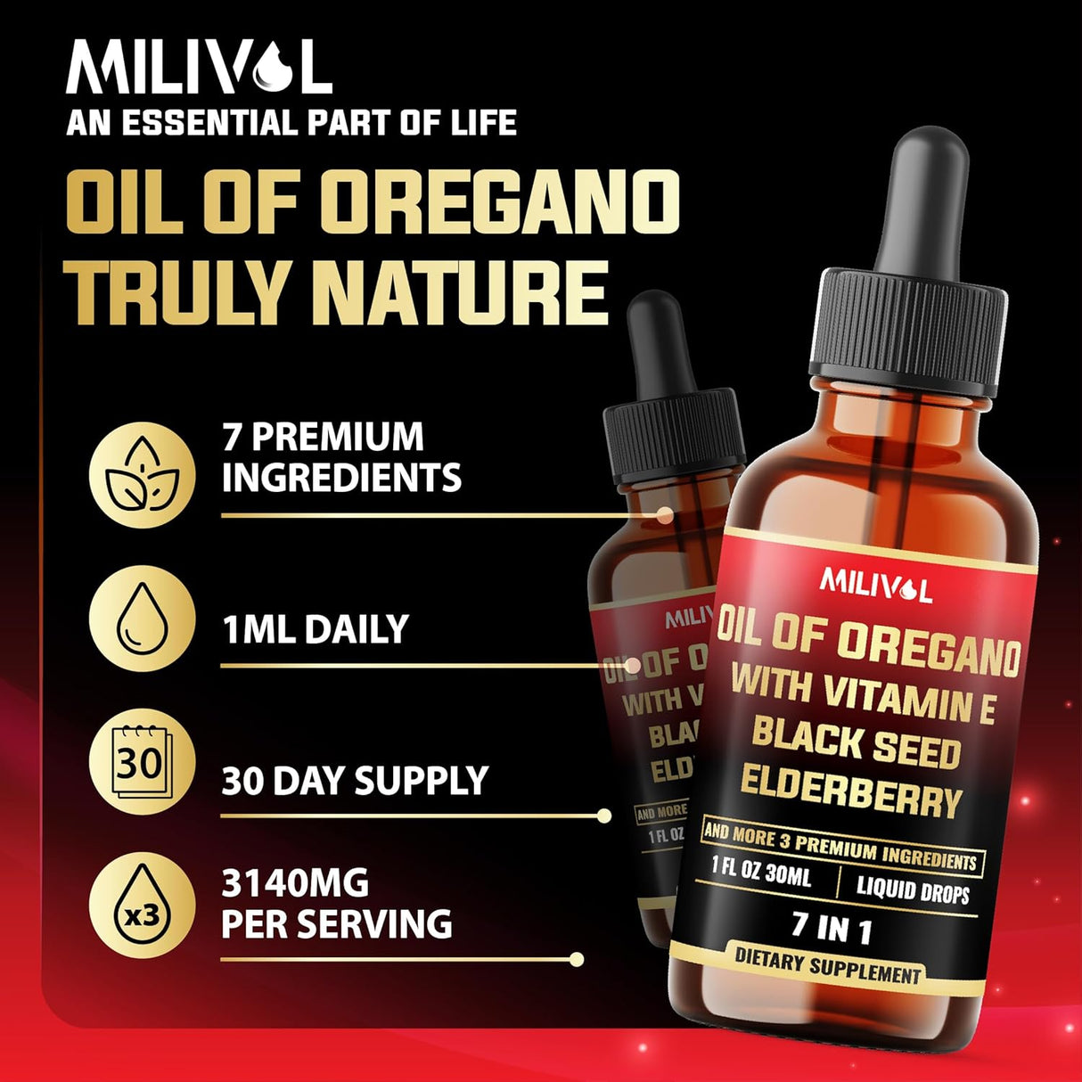7in1 Aceite de Orégano con Semilla Negra y más, 30 días