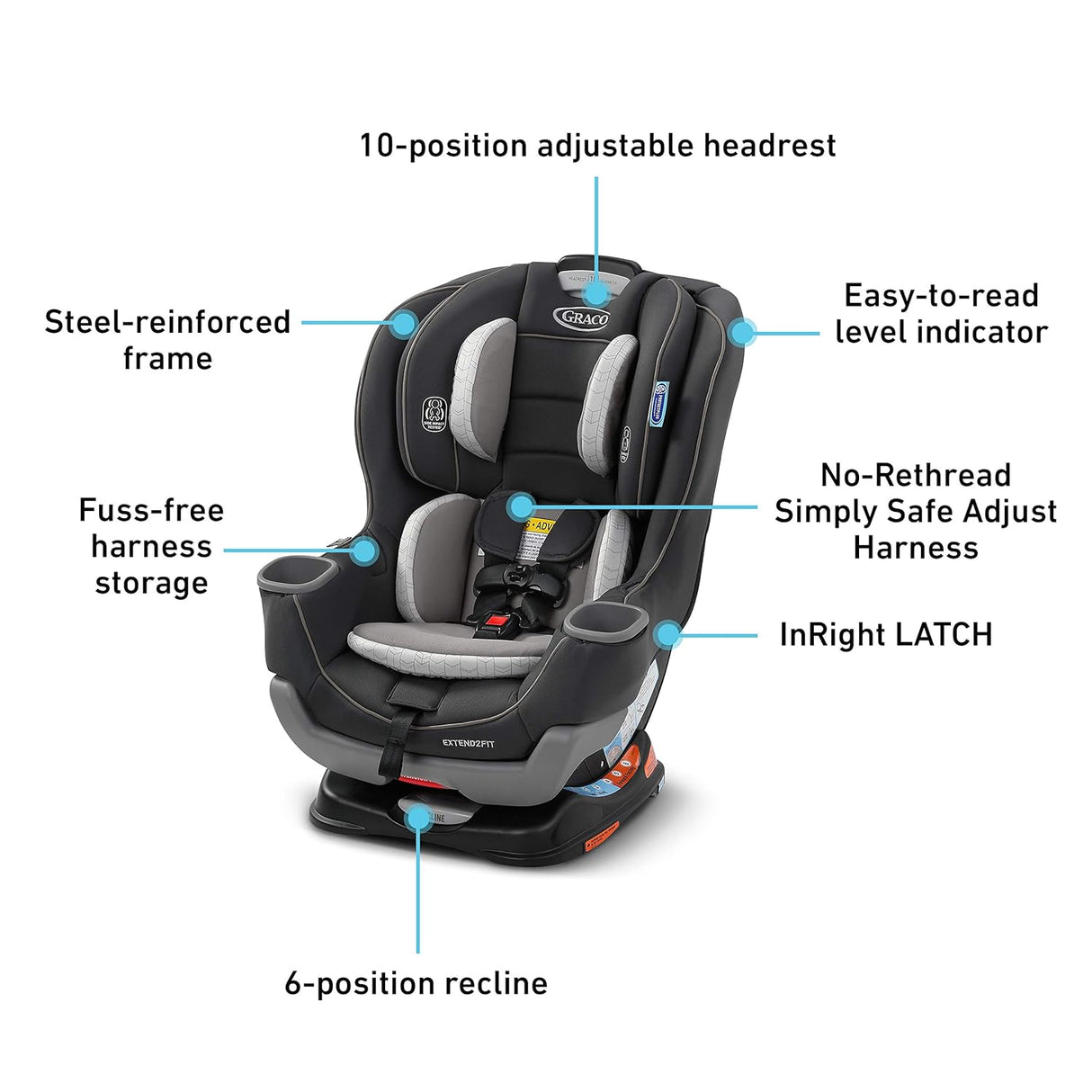 Silla para carro y comodidad del bebé Graco Extend2Fit