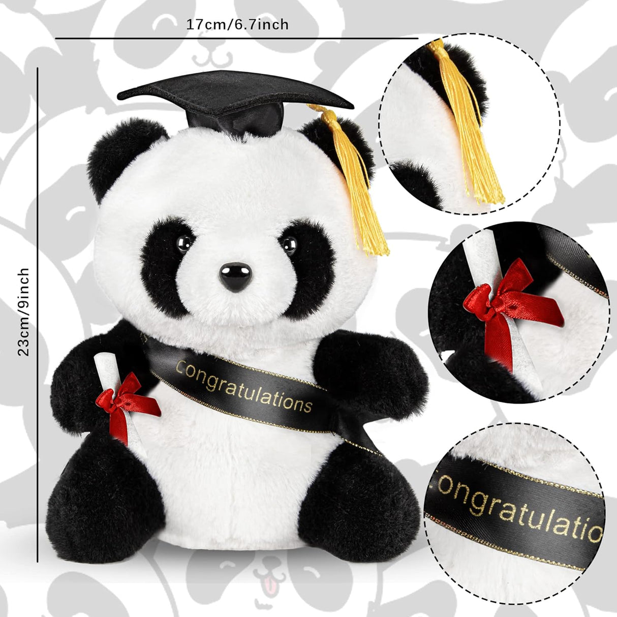 Peluche Panda de Graduación 9Regalo Peluche Clase Decoración