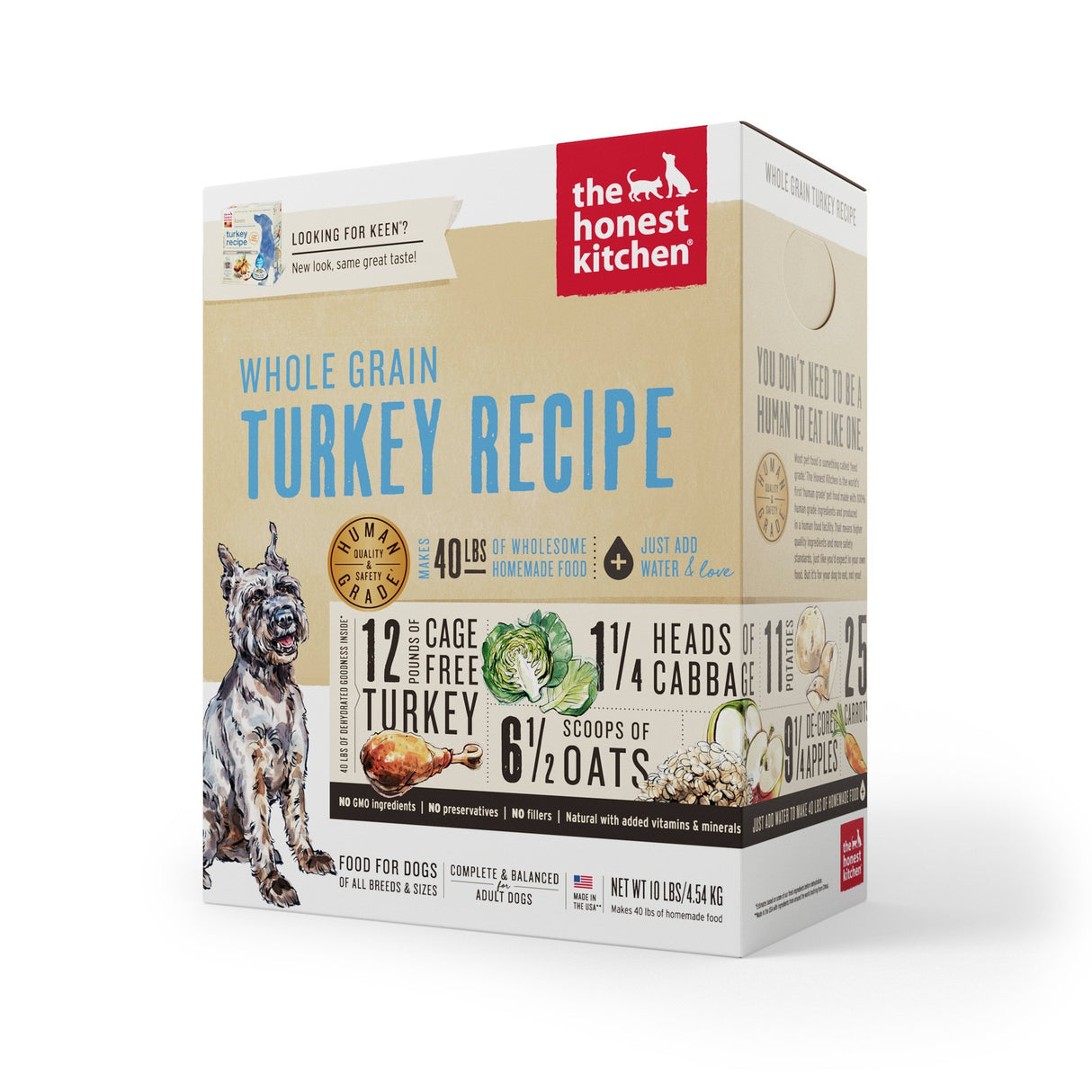 Alimento para perros de pavo de grano orgánico deshidratado