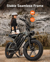 Bicicleta Eléctrica CycHunter 1000W, Doble Batería, 150 Millas
