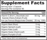 Suplementos Alimenticios de hierro vegano con vitamina C