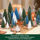 Mini Árboles de Navidad Artificiales con Base de Madera para Decoración
