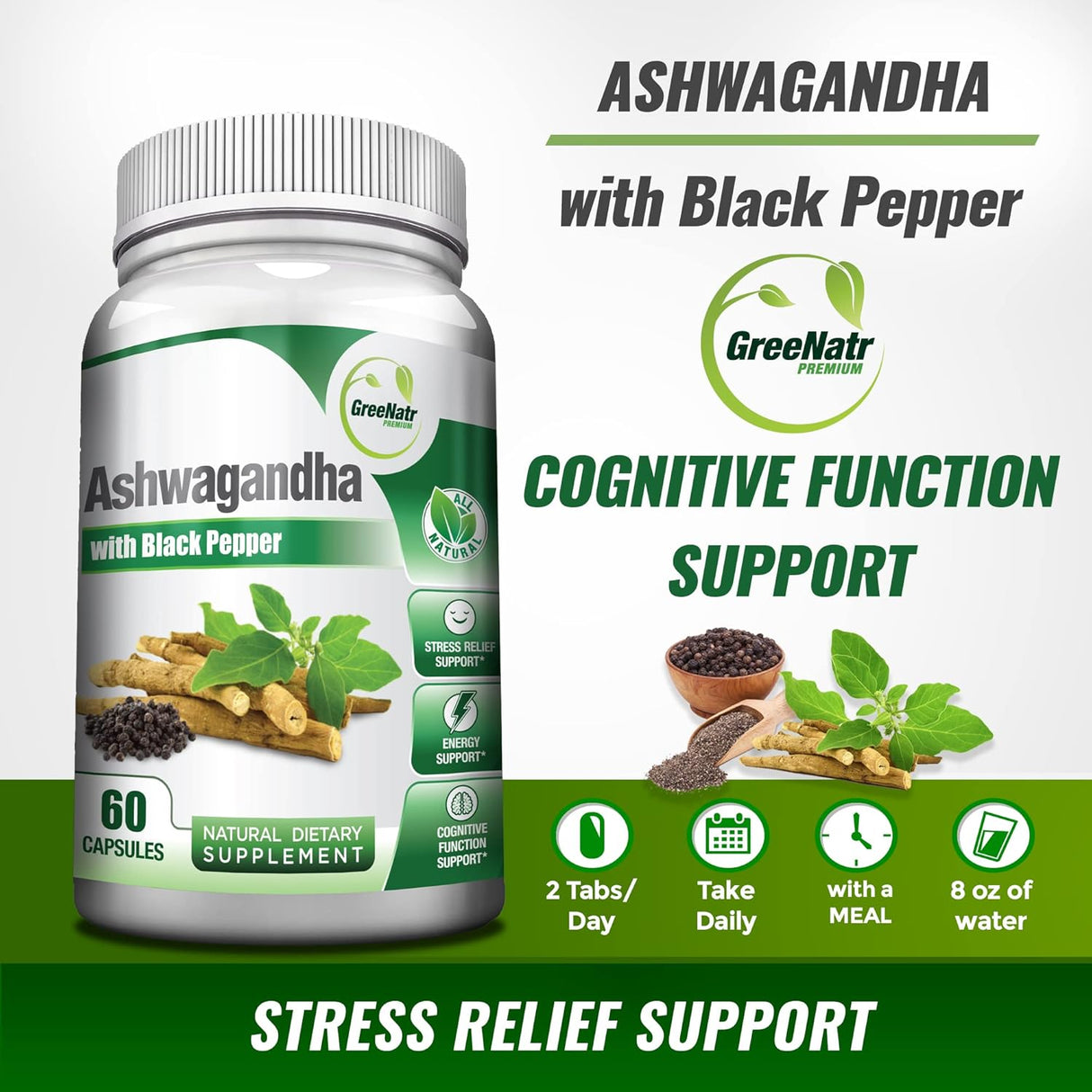 Cápsulas Orgánicas de Ashwagandha - Mejora del Ánimo 1300 mg