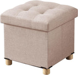 Ottomán Pequeño Plegable con Almacenamiento y Patas de Madera