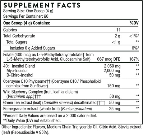 Suplementos  Inositol, CoQ10  folato y polifenoles  60 und