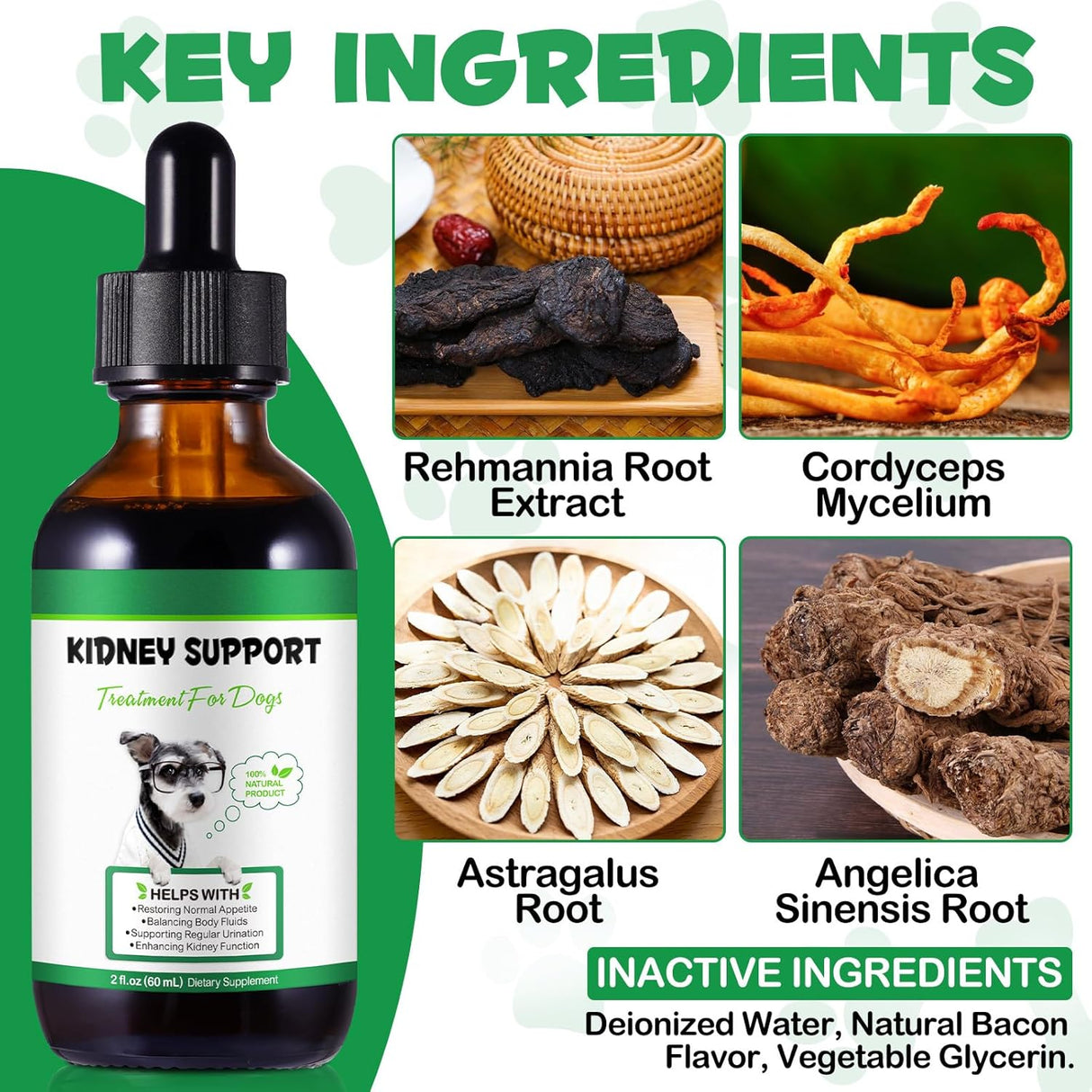 Suplemento Herbal para Riñones, Apoyo Salud Canina 2 oz
