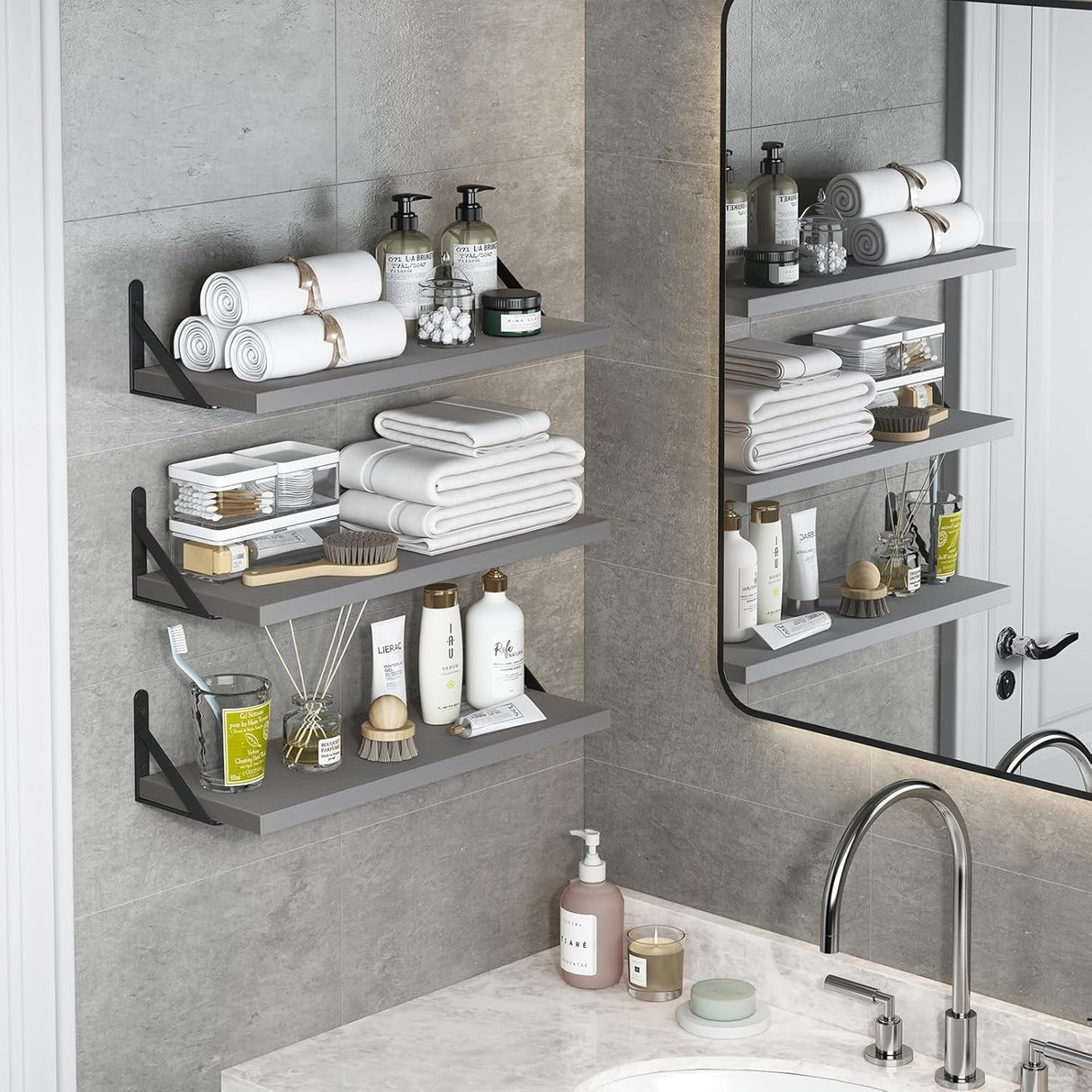 Estantes Flotantes YGEOMER, Madera, 4 Piezas, Decoración Hogar