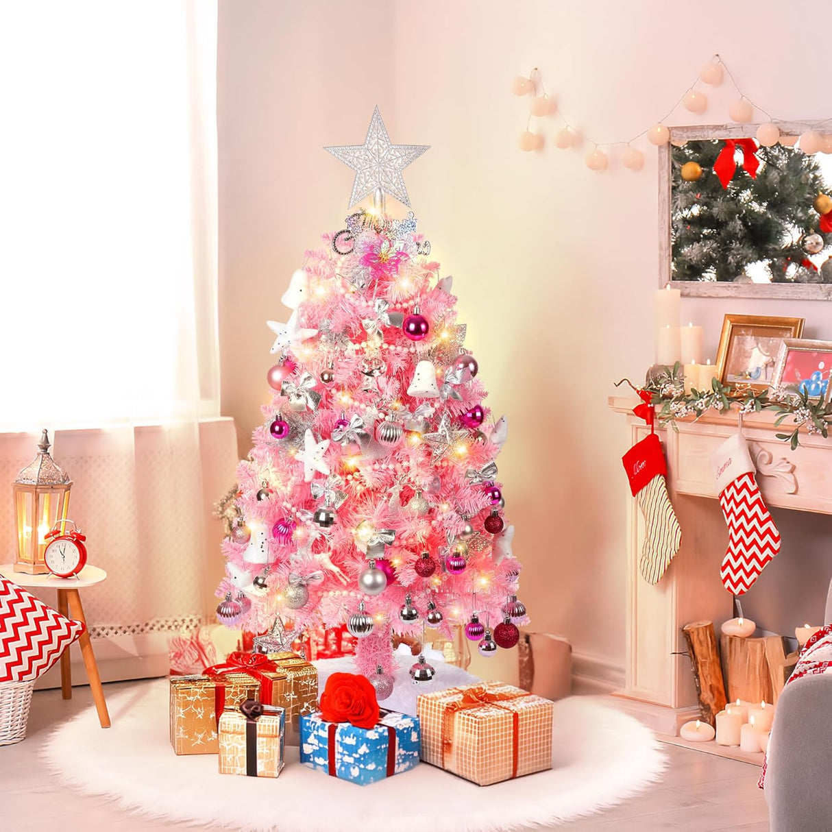 Árbol de Navidad 3FT, árbol artificial preiluminado 36 con 111 adornos