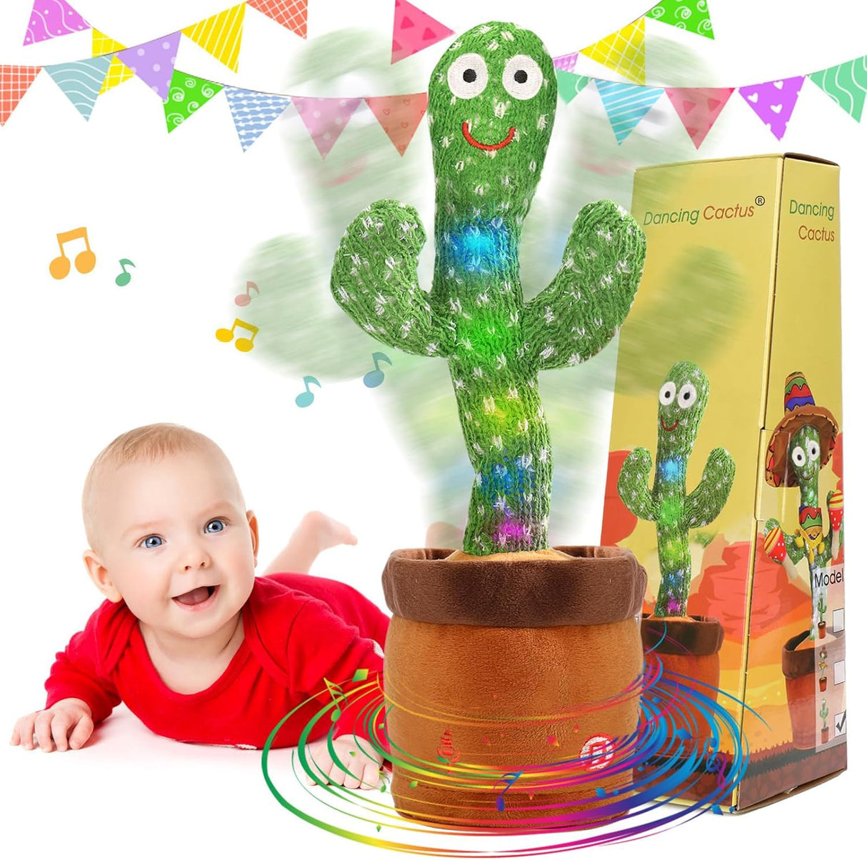 Juguete Cactus Emoin, Plush Sensory Musical, 120 Canciones, Modelo Cactus