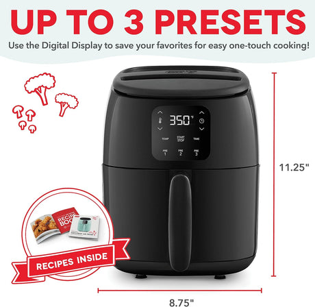 Freidora de Aire DASH Tasti-Crisp™ 2.6 Qt, Compacta, Digital