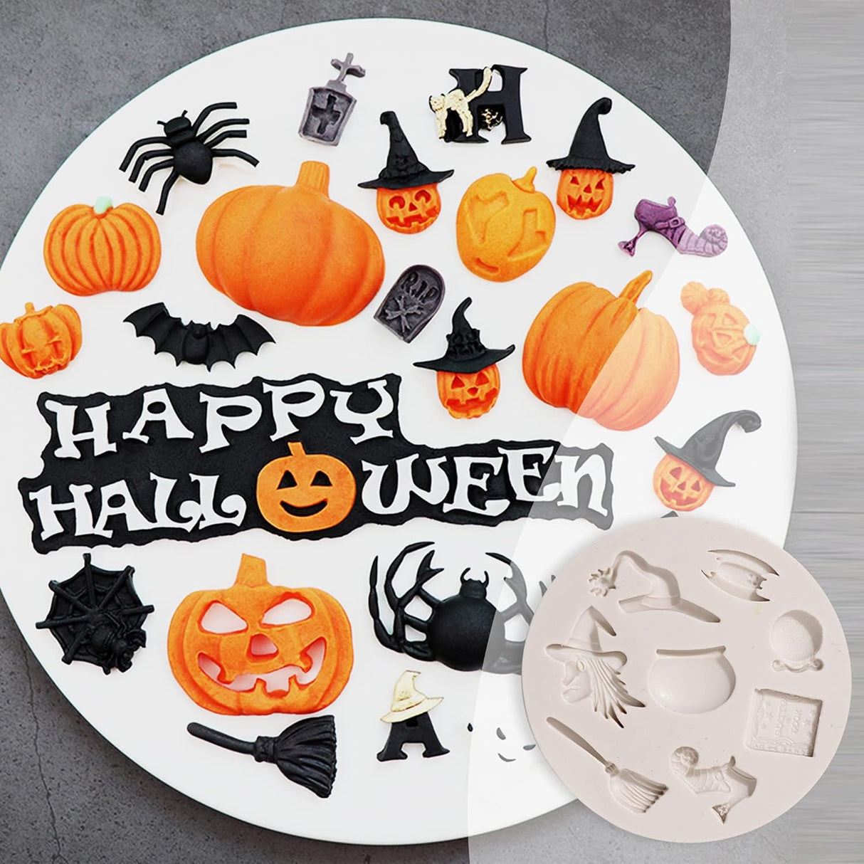 Moldes de Fondant Halloween, 5 Piezas, Silicona para Decorar