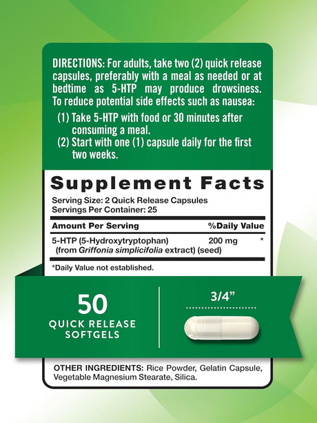 Suplemento 5HTP 200mg Nature's Truth | No GMO, Sin Gluten