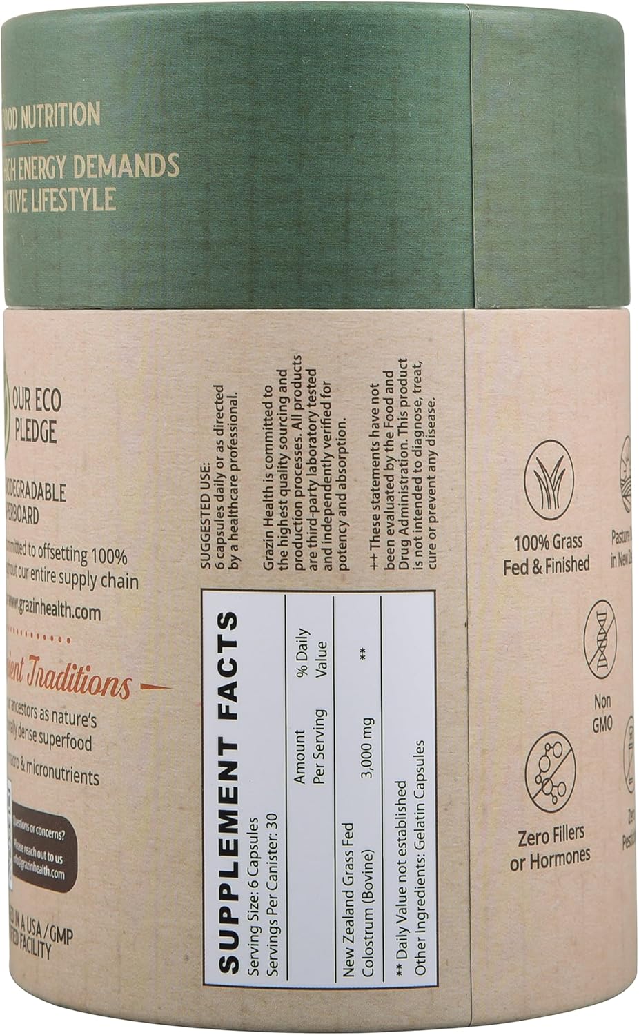 Colostro Bovino Alimentado con Pasto 3000mg - 30 Cápsulas