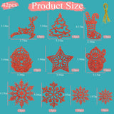 Adornos para árbol de Navidad - 42 piezas, invierno, 2023