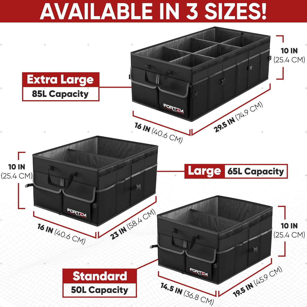 Organizador de Maletero FORTEM, 50L, Multi Compartimentos, Standard