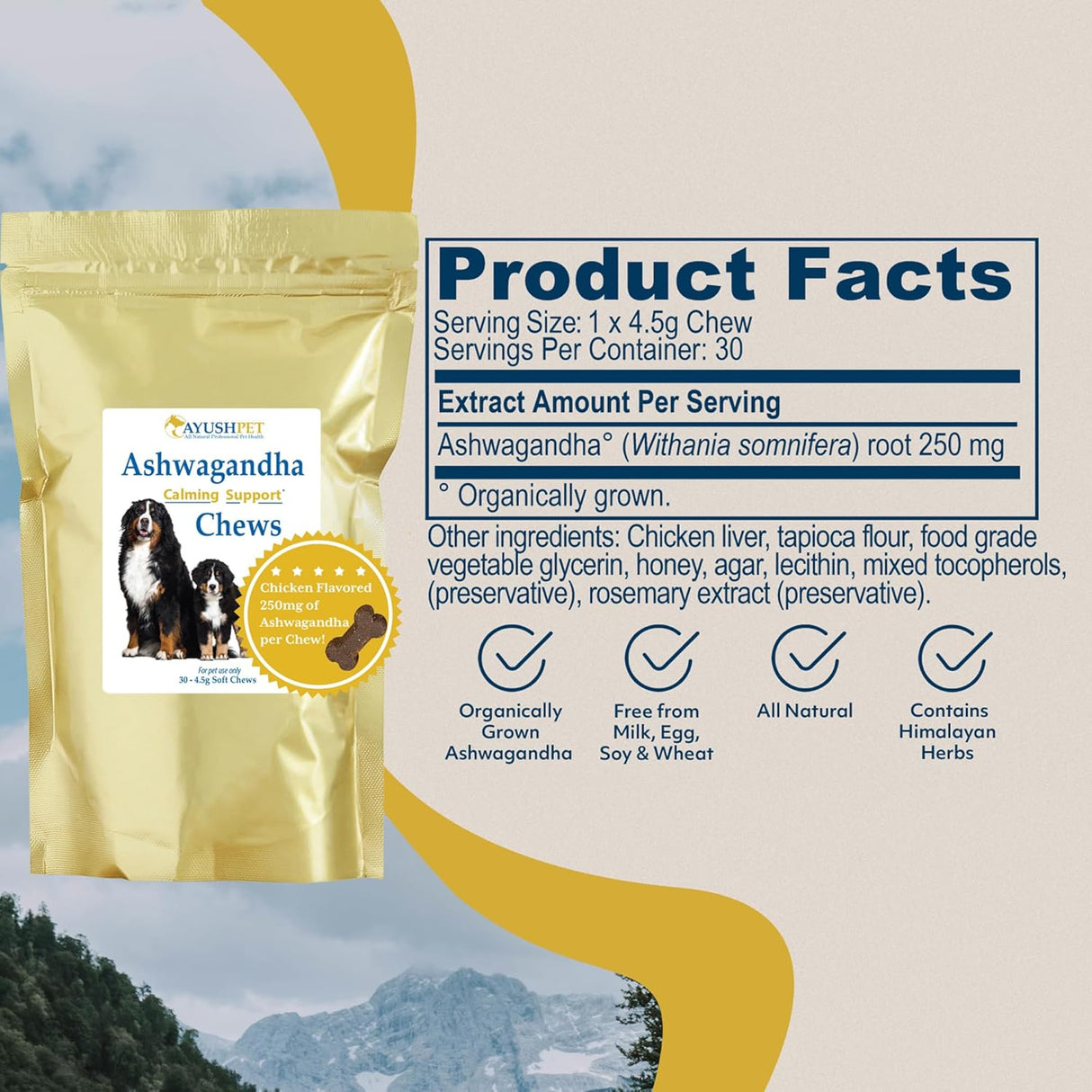 Ayush Pet Chews Calmantes Ayurvédicos para Mascotas 30 Unidades