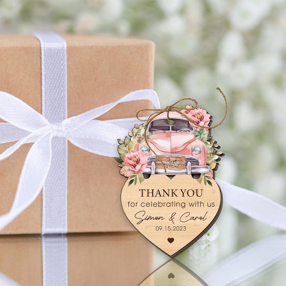 Adornos de Boda Personalizados en Madera para Agradecimiento